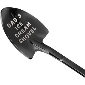 Gifts for Dad Stocking Stuffers for men dad father gifts Men Ice Cream Spoon Scoop for Ice Cream Lovers, Gifts for men Funny Engraved Stainless Steel Spoon Shovel, Birthday Fathers Gifts (Black)