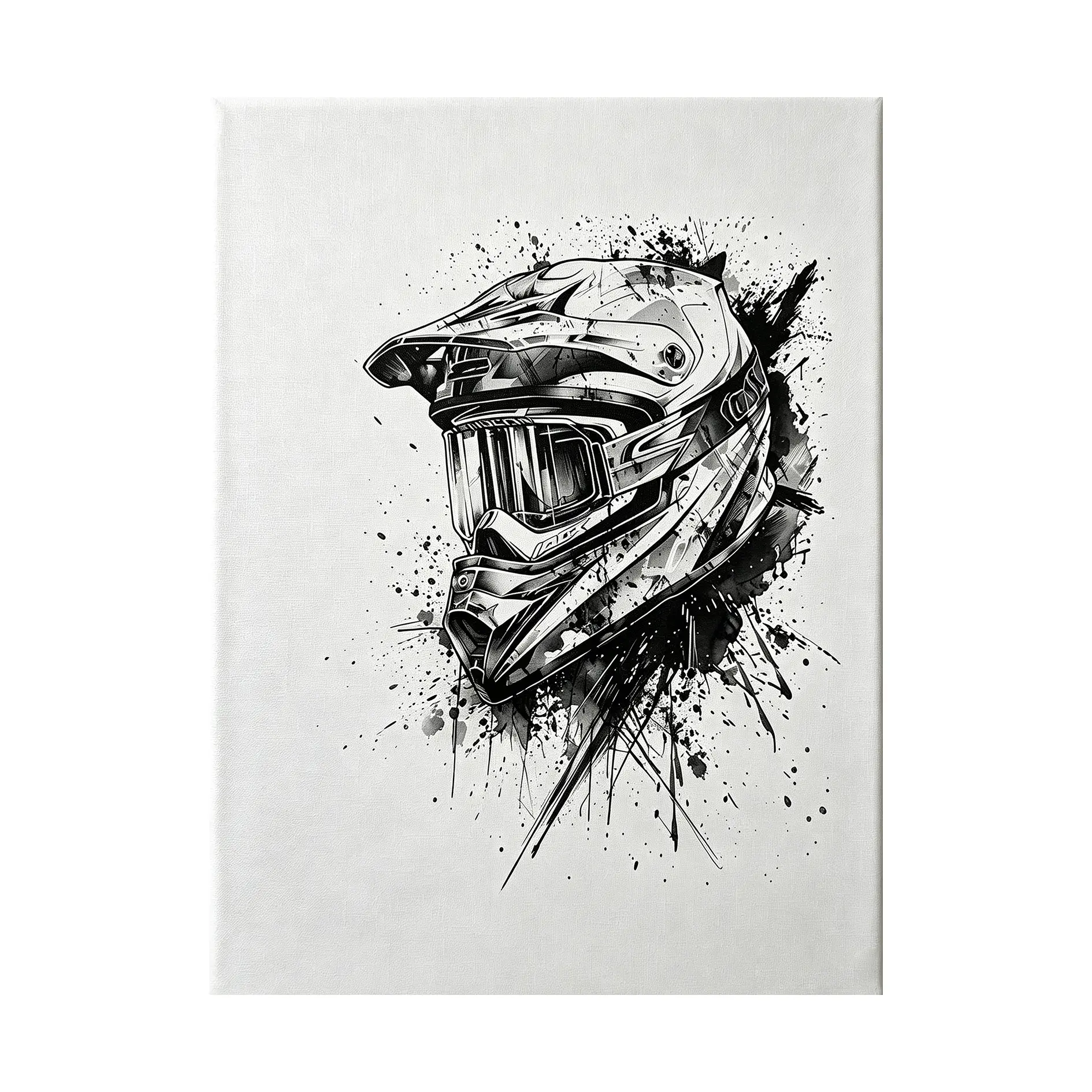 Unique Motorcycle Helmet Canvas Art Print,91 12x18* - Frameless Black 8 White Off-Road Bmc Bs Pcs tnp roorc reoove btroem nd for Perfect for Room Decor,Halloween Christmas Decor