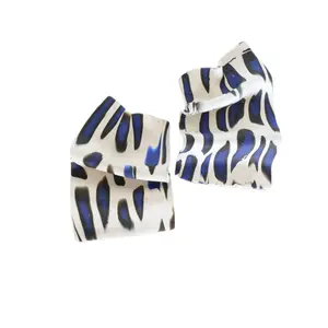 Abstract Multicolored Earrings - Blue, Black, and White Design Polymer Clay Statement Earrings