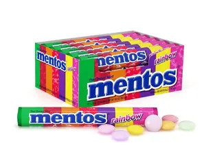 Mentos Chewy Mint Candy Roll, Rainbow, Non Melting, Party, 14 Pieces (Bulk Pack of 15)