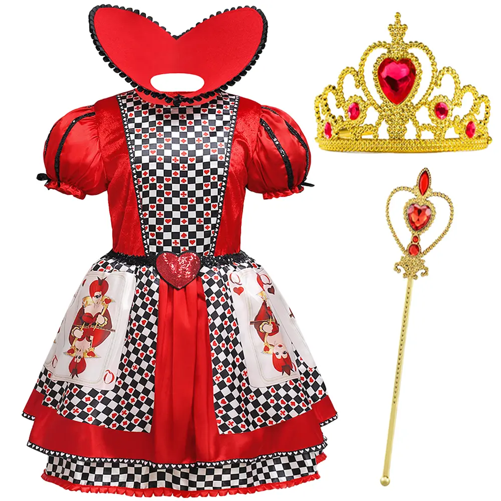 05 ( Dress + all accessories ) Halloween Young Girl Vampire Dress Princess Queen Cosplay Costume Girls Party Dress Kids Christmas Party Wear Sweet Gentle Wedding Flower Girl Dress