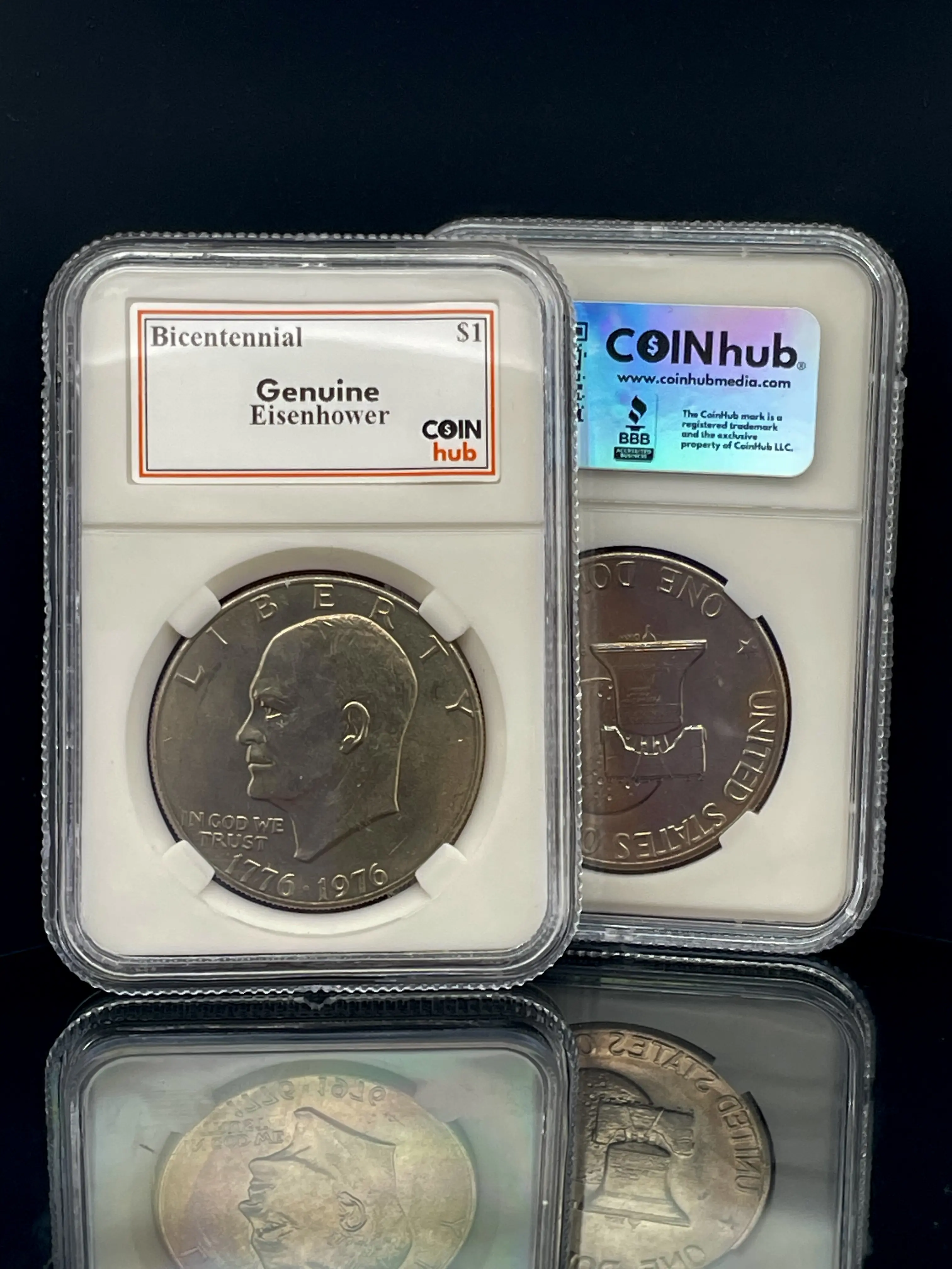 1776–1976 Bicentennial Eisenhower Dollar Genuine Ike CoinHub Holder