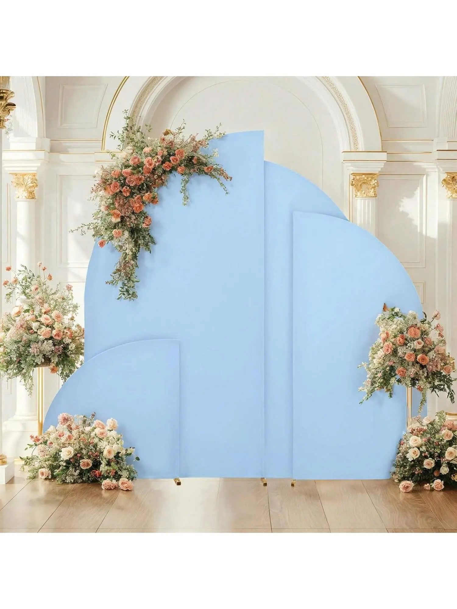 【Christmas Gift】Light blue-6ft-92x183cm Wedding Arch Cover Spandex Fitted Arch Stand Covers 2-Sided Design Half Moon Shape Backdrop Stands Cover For Wedding Baby Shower Birthday Party Ceremony Decoration Banners Hand