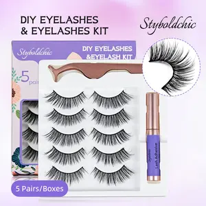 DIY Lash Kit, 5 Pairs Cluster Lashes, Reusable, Includes Tweezers - Easy Home Application girl makeup Eyelash Extension lashes clusters kit Christmas gifts