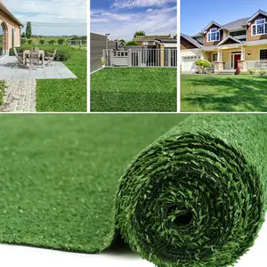 Artificial Grass Outdoor Indoor, 3 FT x 5 FT Faux Turf Lawn, 0.4" Artificial Grass Rug for Patio, Rug Synthetic Grass Mat with Drainage Holes