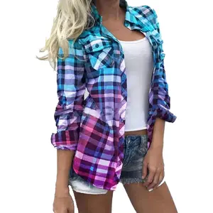 Plaid Shirts for Women 2025 Fall Fashion Long Sleeve Button Down Tops Lightweight Collared Fitted Casual Blouses