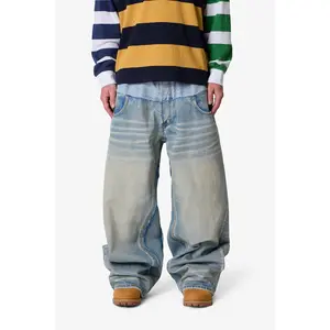 mnml Mega Baggy Layered Denim - Medium Blue