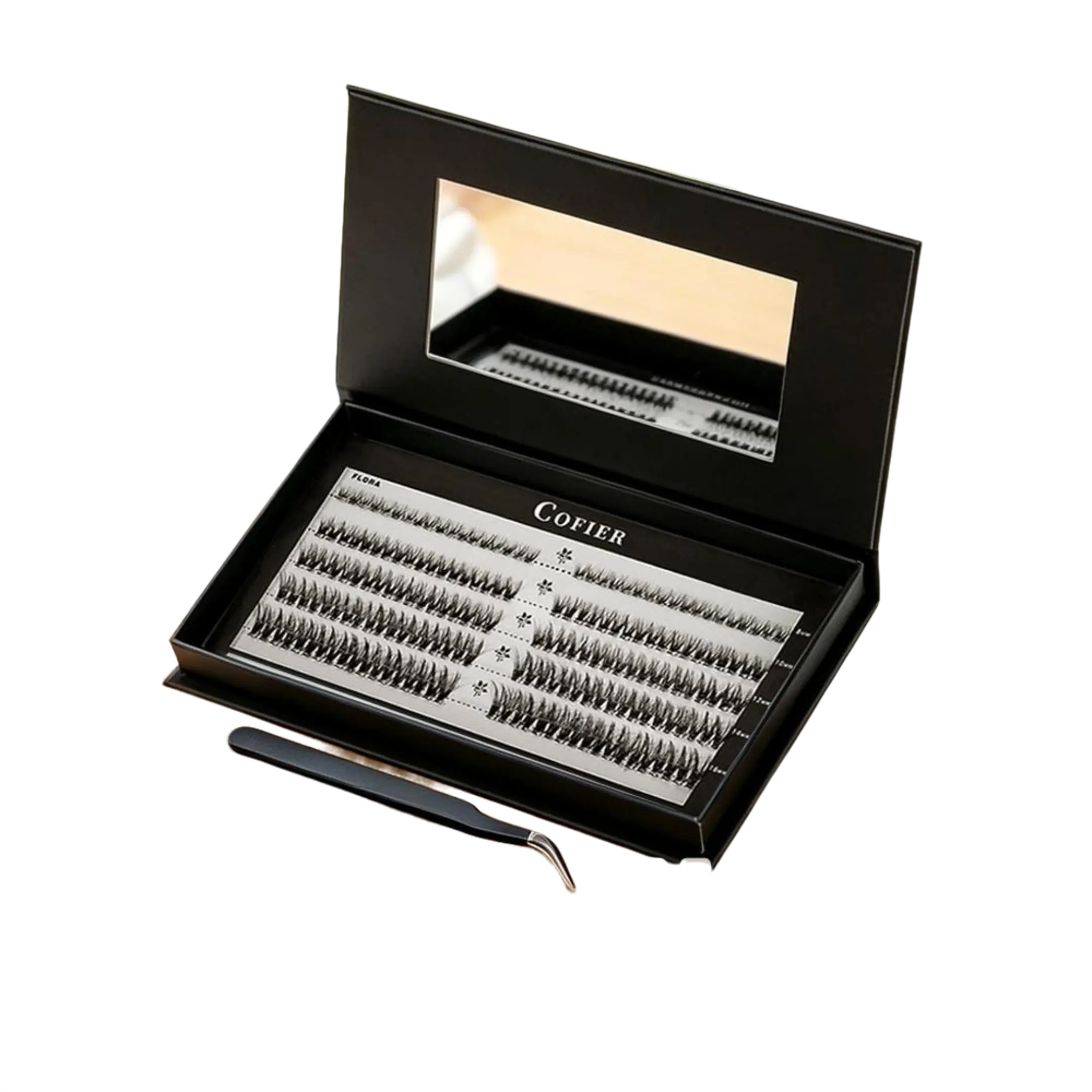 COFIER No-Glue DIY Lash Cluster Kit with Tweezer - Reusable Waterproof Press-On Set, Lightweight Multi-Length Flawless Natural Daily Option for False Eyelashes & Adhesives, Dramatic Nature Lashes at Home, Cosmetic, Dramatic Lashes