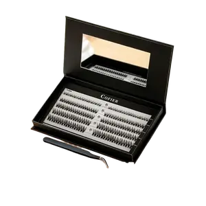 COFIER No-Glue DIY Eyelash Extension Kit with Tweezer, Reusable Waterproof Press-On False Lashes, Lightweight & Multi-Length, Eyelash Extensions