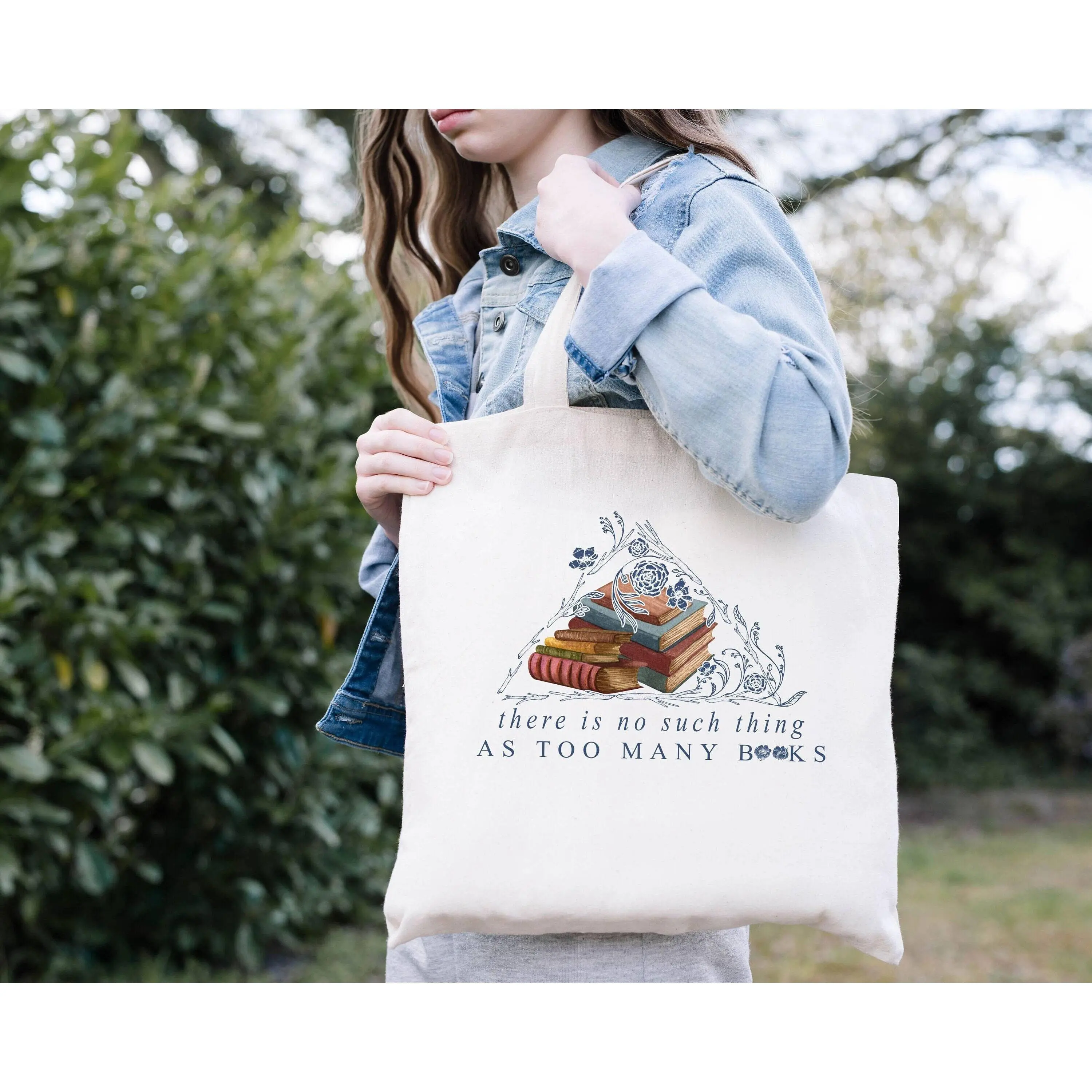 There Is No Such Thing As Too Many Books Tote Bag, Vintage Book Canvas Bag, Flower Book Tote Bag, Bookworm Tote Bag, Cute Books Tote Bag Cotton Sweater And Best Hoodie