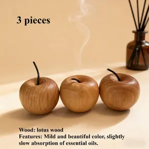 3/5pcs set - available in multiple colors, natural wood apple shaped aromatherapy diffuser, suitable for car and home decor, non flammable, battery free, long-lasting volatile essential oils, elegant and various holiday decorations., Room