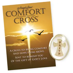 AngelStar Faith Cross Stone Item #8748 High-Quality Resin 1 1/2" High Comfort Poem Spiral Design God's Love Reminder