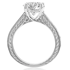 2 1/2ct Solitaire Certified Diamond Engagement Vintage Ring 14k Gold Lab Grown