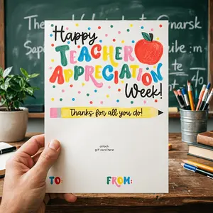 Teacher Appreciation Week Gift Card Holder Set, Thank You Teacher Cards, Practical Teacher Gratitude Gifts, Adhesive Gift Cards