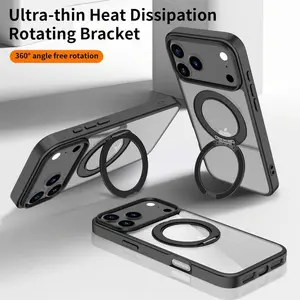 DarlingCase Magnetic iPhone Case Compatible with iPhone 11 12 13 14 15 16 17 Series (Pro / Pro Max / Plus), 360° Rotatable Ring Stand, Slim Hybrid Shockproof Protective Cover with Anti-Slip Grip & Wireless Charging Support (Black)