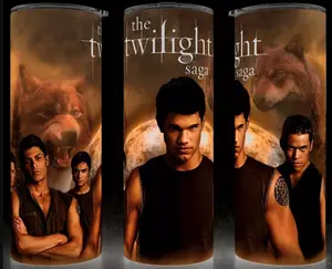 Twilight Saga - Bella - Jacob and Edward Vampire Movie Cup Mug Tumbler 20oz - Stainless Steel, Fantasy, Modern Drinkware - Washable Flasks Stylish