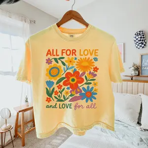 All For Love Pride Boxy Tee Comfort Colors 3023cl Floral Tee Lgbtq+ Ally Shirt Botanical Summer Top Aesthetic Flowers Positive Quote Tee
