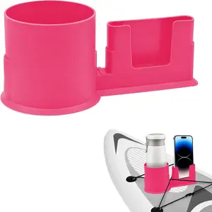 2 in 1 Paddle Board Cup Holder SUP Accessory for Stand Up Paddleboard Kayak Canoe Boat Phone Drink Bottle Fishing Tool Lure Storage Water Cup Organizer Fishing Gear Surfing Accessory Ideal Gift for Paddling Fishing Lovers