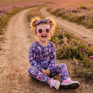 Flower Child Ruffle Convertible Footie - Ultra Violet