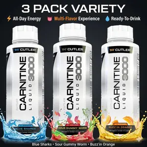 Cutler Nutrition 3 Pack Multi Flavor Carnitine Liquid 3000 Energy Sport Beverage Drink Variety Pack US Edition