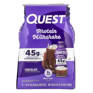 Quest Nutrition Protein Milk Shake, Chocolate, 4 Bottles, 14 fl oz (414 ml) Each