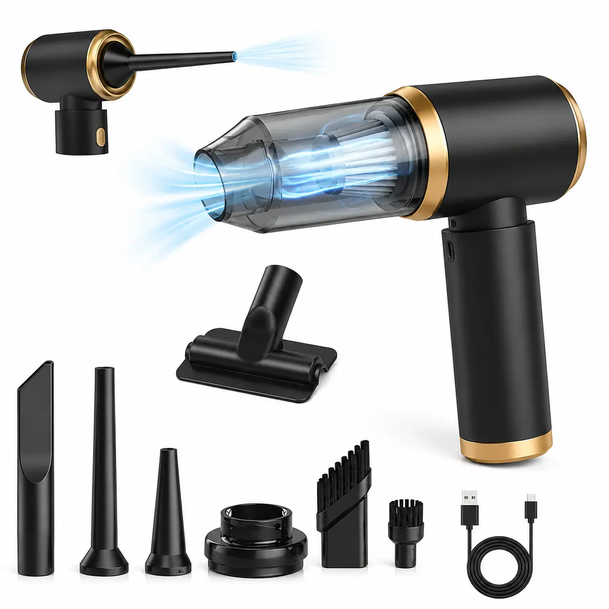 Wireless Portable Handheld Car Vacuum Cleaner, Strong Suction Cordless Mini Vacuum with Reusable Filter, Type-C Charging Multi-Scene Cleaner for Auto, Home Sofa, Pet Hair, Desk Dust