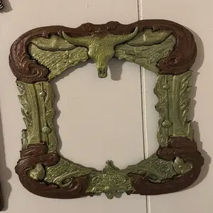Rustic Longhorn Baroque Frame – Green & Brown Western Gothic Decorative Frame