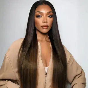 Sunber Chestnut Brown Yaki Straight Wig Upgrade New V Part Wig No Leave Out
