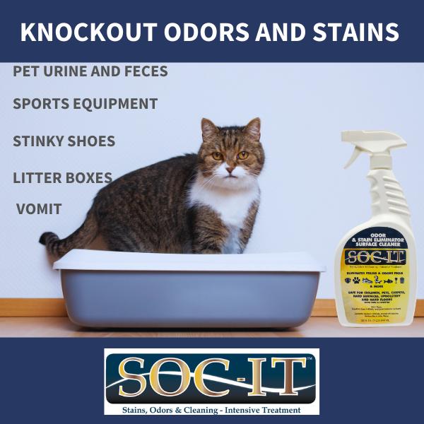 2 Pack SOC-IT 32oz Stain and Odor Remover - Effective Stain and Odor Eliminator for Hard Surfaces & Versatile Use - Safe for Children and Pets
