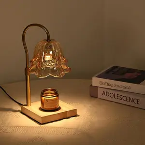 Gold-Plated Candle Warmer Lamp with Timer – 4-Level Dimmable, 2 Bulbs Included, Widened Design Fits Large & Small Jar Candles, Electric Wax Melt Warmer for Home Decor & Gifts