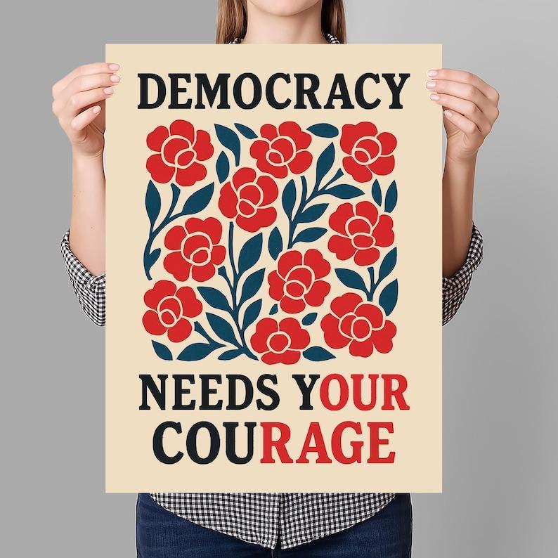 No Kings Protest Sign Poster, Pro Democracy, Anti-Trump, Resist Fascism Poster For March