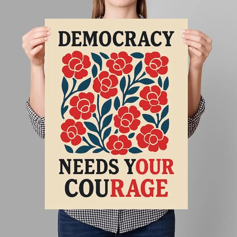 No Kings Protest Sign Poster, Pro Democracy, Anti-Trump, Resist Fascism Poster For March