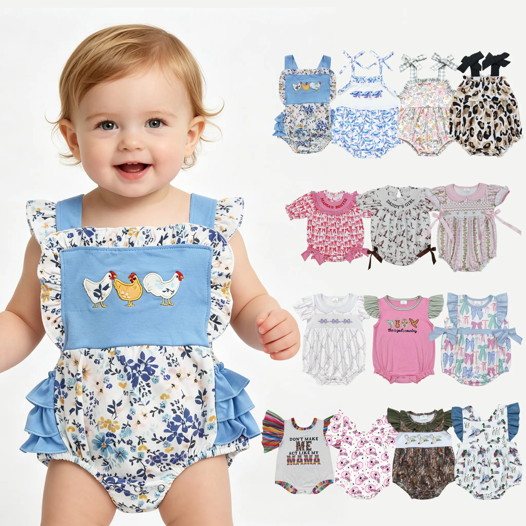 Baby Girl Clothes Baby Summer Romper Bubble Onesie Baby Shower Gift UWH