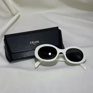 Pre-owned Celine Triomphe White Oval Frame Fashion Sunglasses, Fashion Accessory Monica