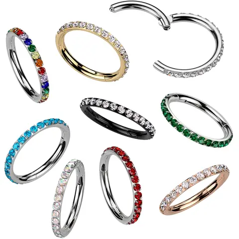 BODY CANDY Titanium 6AL4V 20 Gauge Hinged Nose Ring Hoops - Body Jewellery, Minimal Hoop, Bold Sparkle Zircon Inlay, Micro Gem, Helix/Conch Ready
