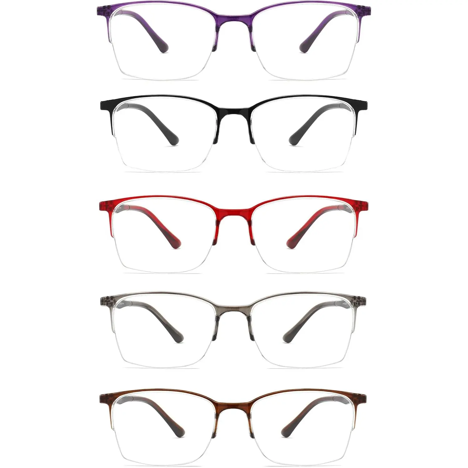 5 Pack One- Half Frame Reading Glasses Women Men Flexible Blue Light Computer Lightweight comfort Readers