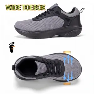 Men’s Wide Fit Lightweight Athletic Walking Shoes, Breathable Mesh Upper, Roomy Toe Box, Shock Absorbing Non-Slip Outsole, Lace-Up Design, Perfect for Outdoor Walks, Hiking, Camping, Travel, All-Day Wear, Durable Casual Shoes for Men