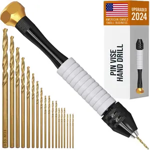 CRAFT911 Pin Vise Hand Drill Manual - Jewelry Drill w/Micro Drill Bits (0.8mm-2.5mm) - Rotary Craft Drill for Jewelry Making, Resin, Wood, Plastic, Miniature, Beads, Clay Etc