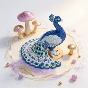Blue Dreamy Peacock 3D Puzzle Building Blocks Decoration, Home Office Shelf Decor, Party Tabletop Display, Ideal Gift for Holidays