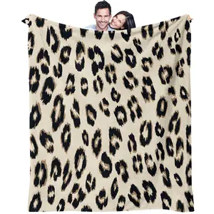 Luxurious Leopard Pattern Flannel Throw Ideal for Couch, Bed & Travel Gift Blanket Adds Wild Elegance to Any Room