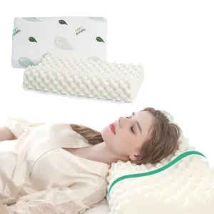 [Reidio] Natural Latex Pillow Bed Pillow for Sleeping Neck Pillow High & Low Double Curve for Back Side Sleepers Relief Neck Shoulder Pain with Removable Pillowcase