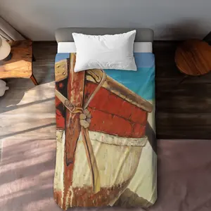 Begin Home Decor C1DCTSW0EK7V0E Tied Up Rowing Boat Marine Brown Twin Size Duvet Cover - Home Decor