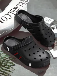 Soft Sole Hole Shoes Anti-Slip Wear Resistant Toe Cover Sandals, Fashion Outdoor Thick Bottom Couple Casual Beach Slippers, Footwear, Slides Men