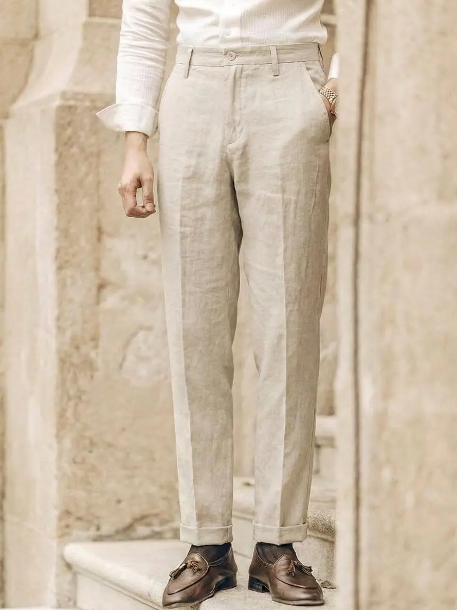 Men's Wool-Blend Casual Pants: Elevate Daily & Summer Styles with Lightweight, Versatile Design for Work & Leisure