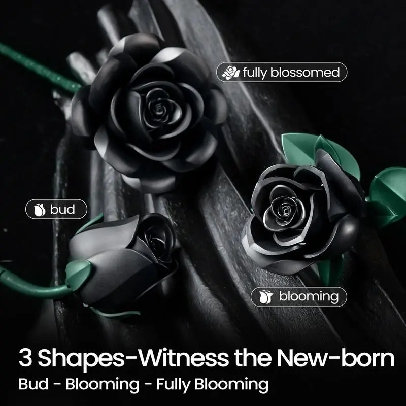 Black Rose Bouquet Building Block Set - 3-Piece Set, Faux Artificial Flower  Toy, Gothic Aesthetic Romantic