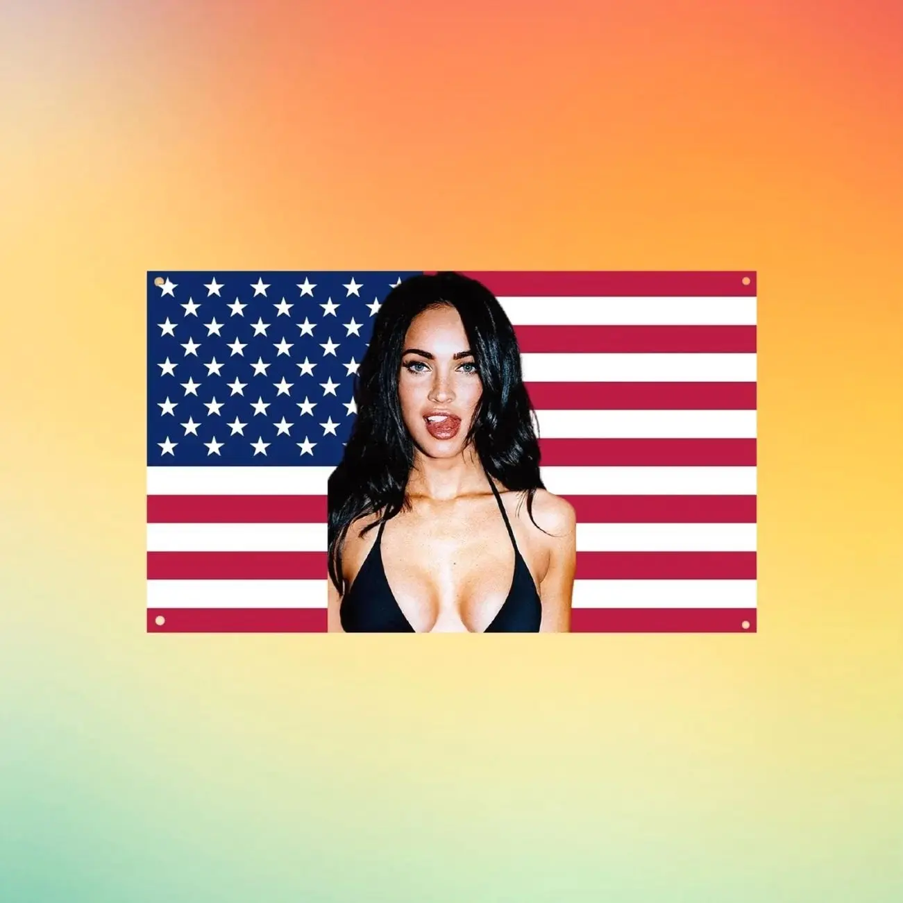 Megan Fox USA Flag Wall Tapestry, Transformers Actress Wall Flag, Celebrity Room Decor, Hot Actress Fan Gift