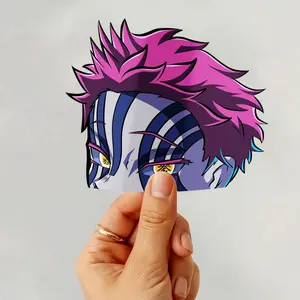 Akaza Peeking Sticker, Demon Slayer Villain Vinyl Decal, Cool Anime Eye Art for Laptop, Car & Water Bottle