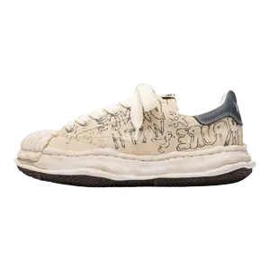 Maison Mihara Yasuhio Blakey Original Sole Graffiti Printed Canvas Cream Low-Top Sneaker