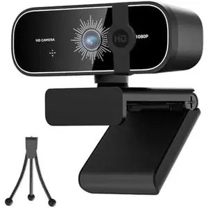 Webcam for Zoom, Streaming & Meetings 1080P with Mic, Tripod & Privacy Cover