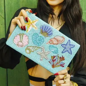 Sea Life Beaded Clutch Purse